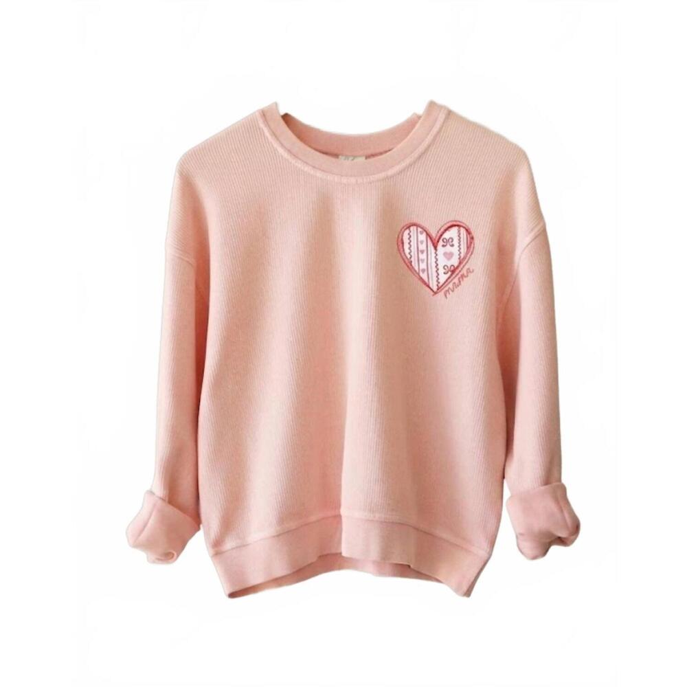 NEW OAT COLLECTIVE women's heart cropped vintage pullover in urban pink